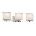 Justice Design Group Textile Era 3 Light Brushed Nickel Bath Light White Oval Shade