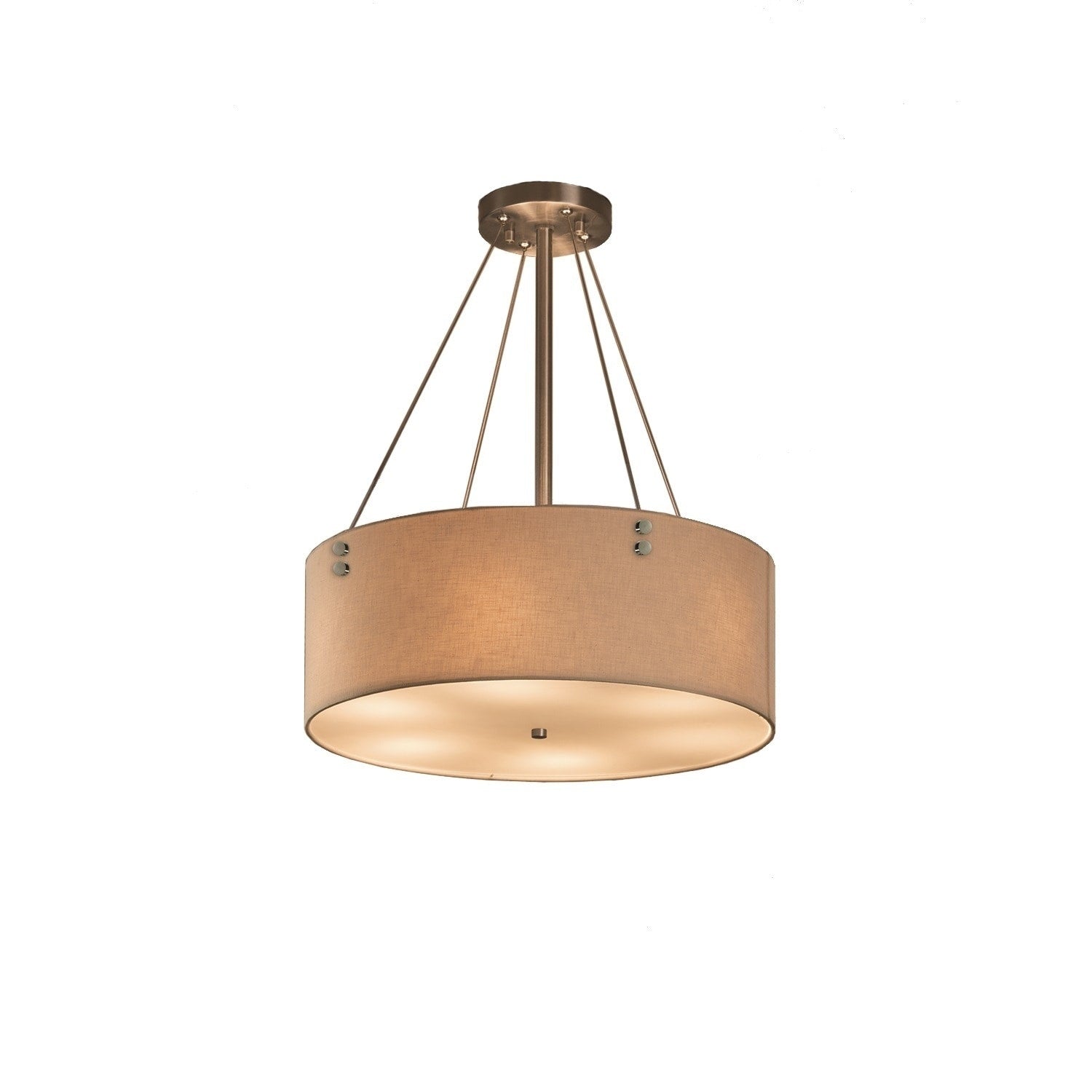 Justice Design Group Textile Finials 3 Light Brushed Nickel F1 Pendant Cream Shade