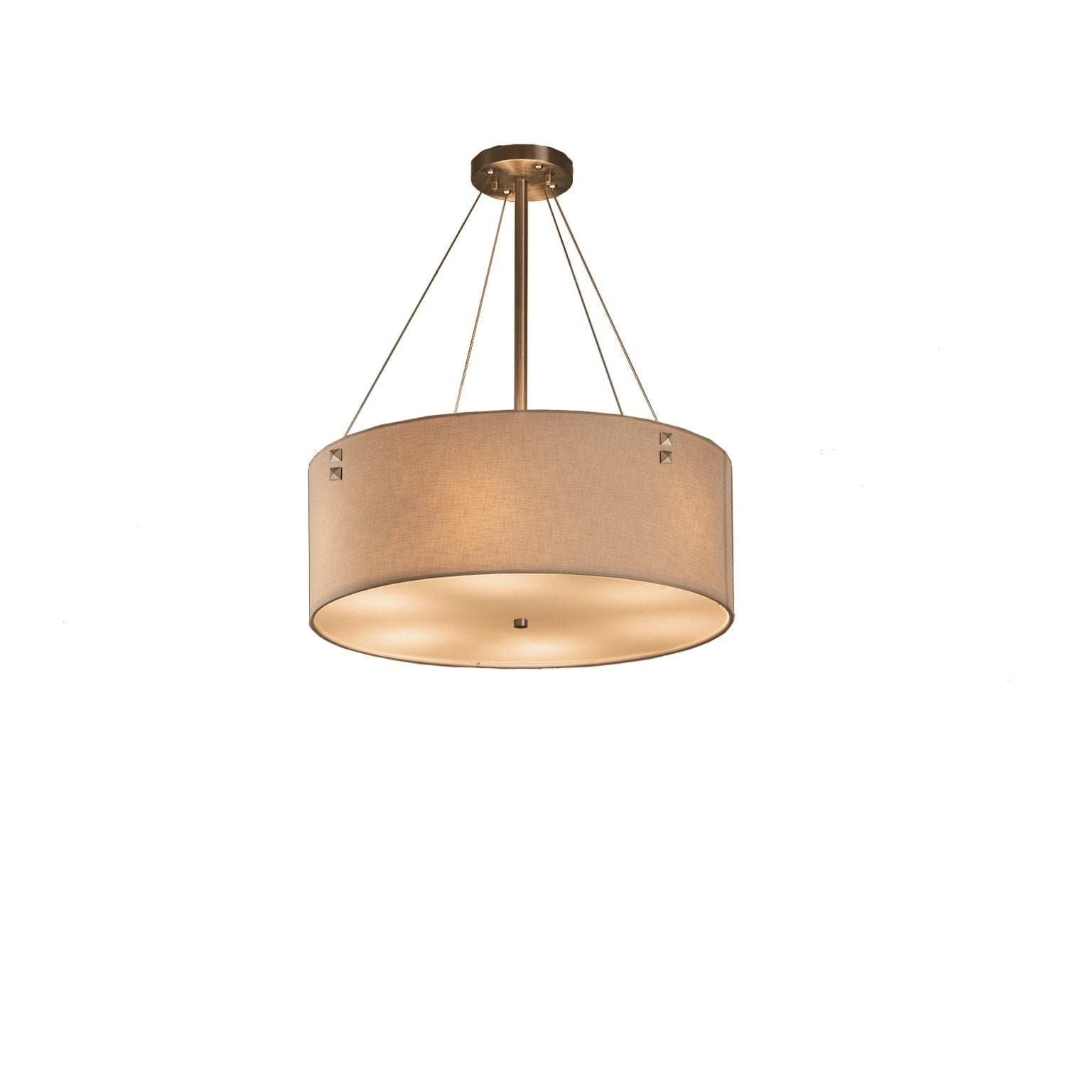Justice Design Group Textile Finials 3 Light Brushed Nickel F3 Pendant Cream Shade