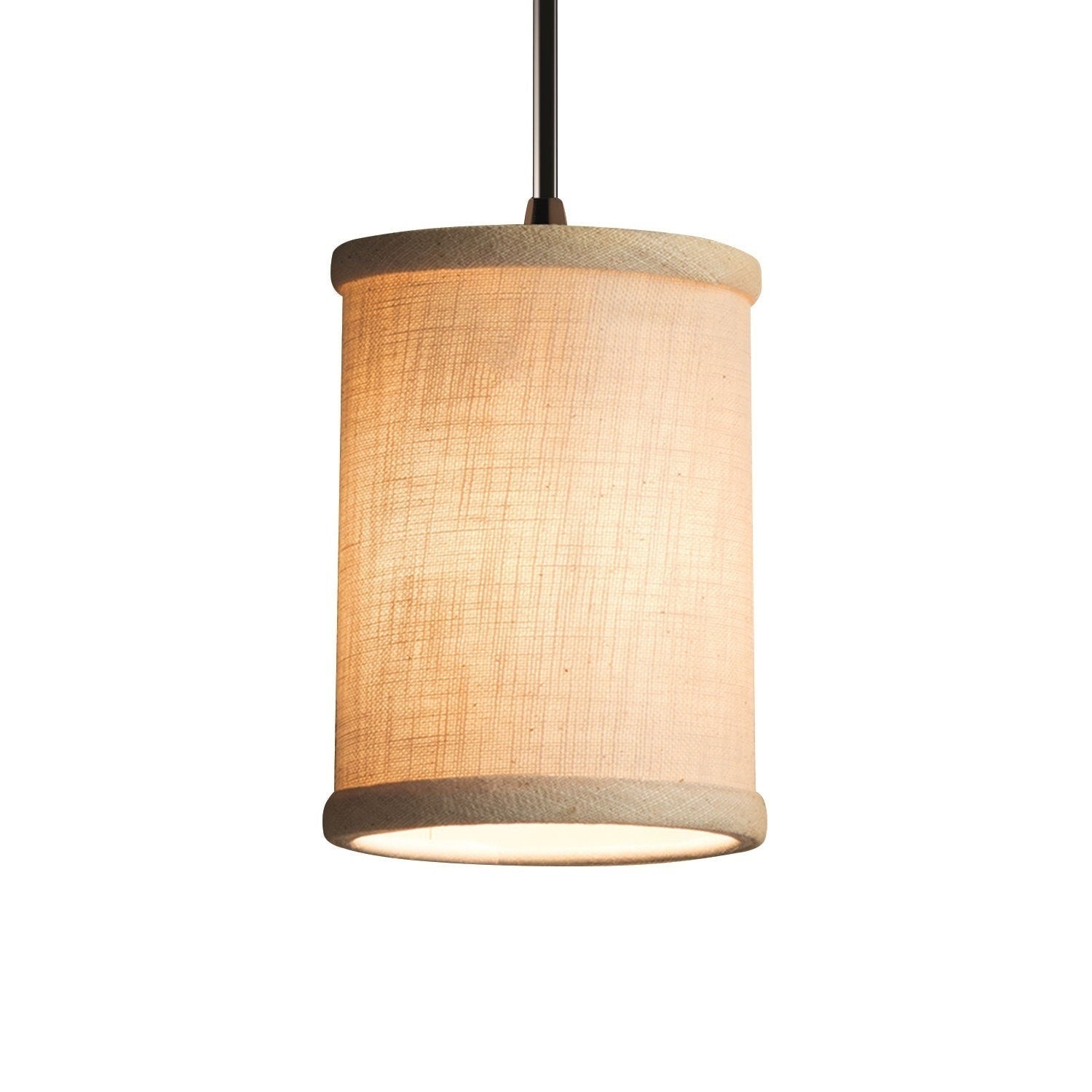 Textile 1 Light Dark Bronze Mini Pendant Cream Cylinder W Flat Rim Shade