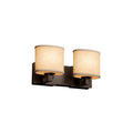 Justice Design Group Textile Modular 2 Light Dark Bronze Bath Bar Cream Oval Shade