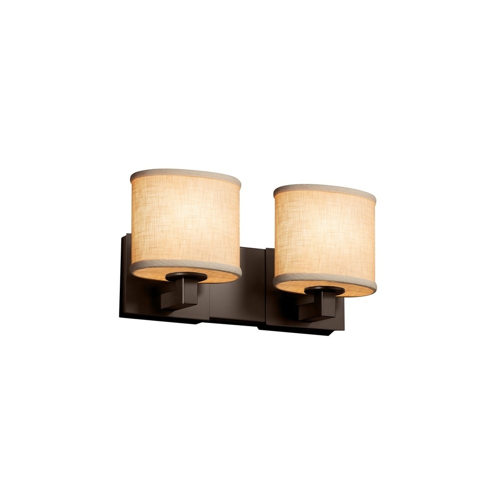 Justice Design Group Textile Modular 2 Light Dark Bronze Bath Bar Cream Oval Shade