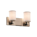 Justice Design Group Textile Modular 2 Light Brushed Nickel Bath Bar White Cylinder Flat Rim Shade
