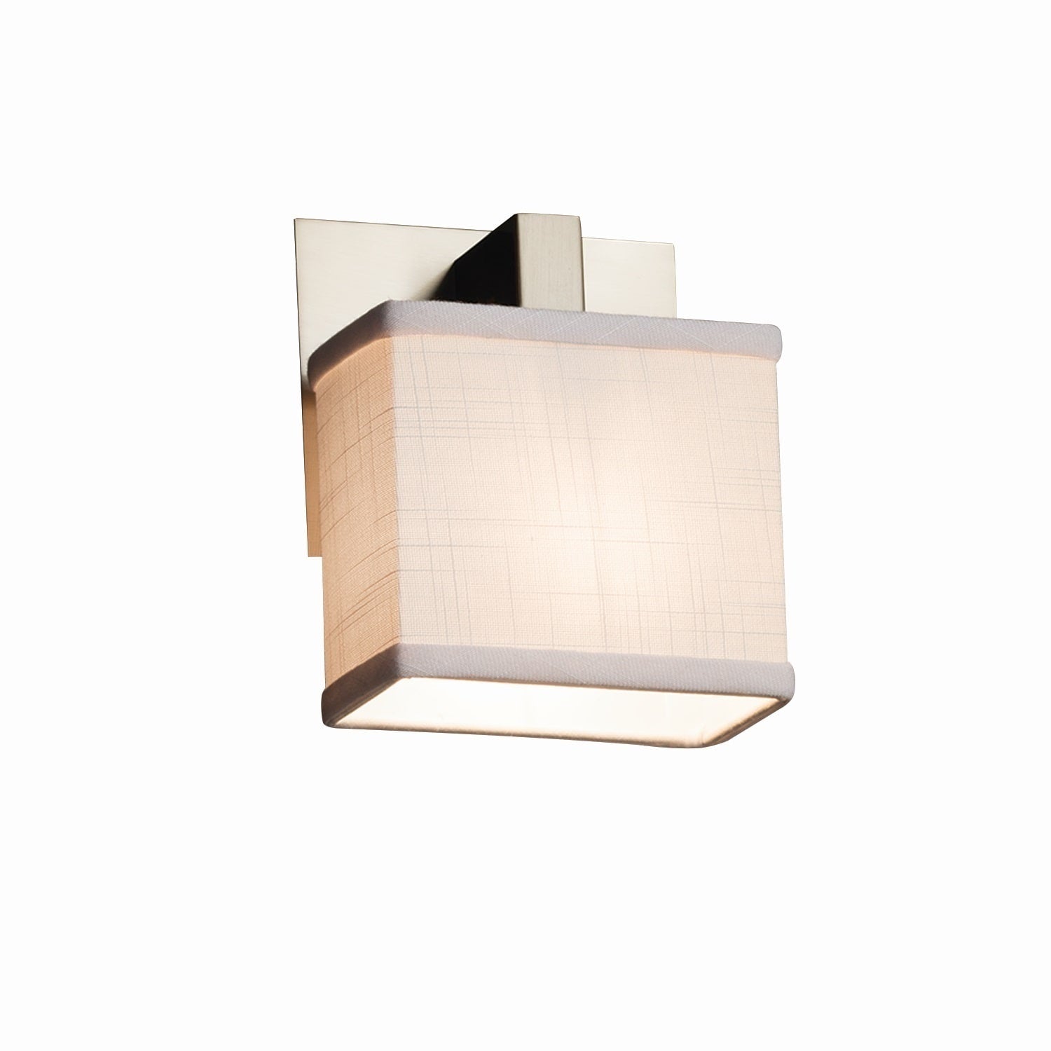 Justice Design Group Textile Modular 1 Light Brushed Nickel Ada Wall Sconce White Rectangle Shade