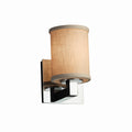 Justice Design Group Textile Modular 1 Light Polished Chrome Wall Sconce Cream Cylinder Flat Rim Shade