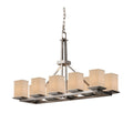 Justice Design Group Textile Montana 10 Light Brushed Nickel Chandelier Cream Square Flat Rim Shade