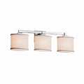 Justice Design Group Textile Regency 3 Light Polished Chrome Bath Bar White Oval Shade