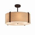 Justice Design Group Textile Reveal 3 Light Dark Bronze Pendant Cream Shade
