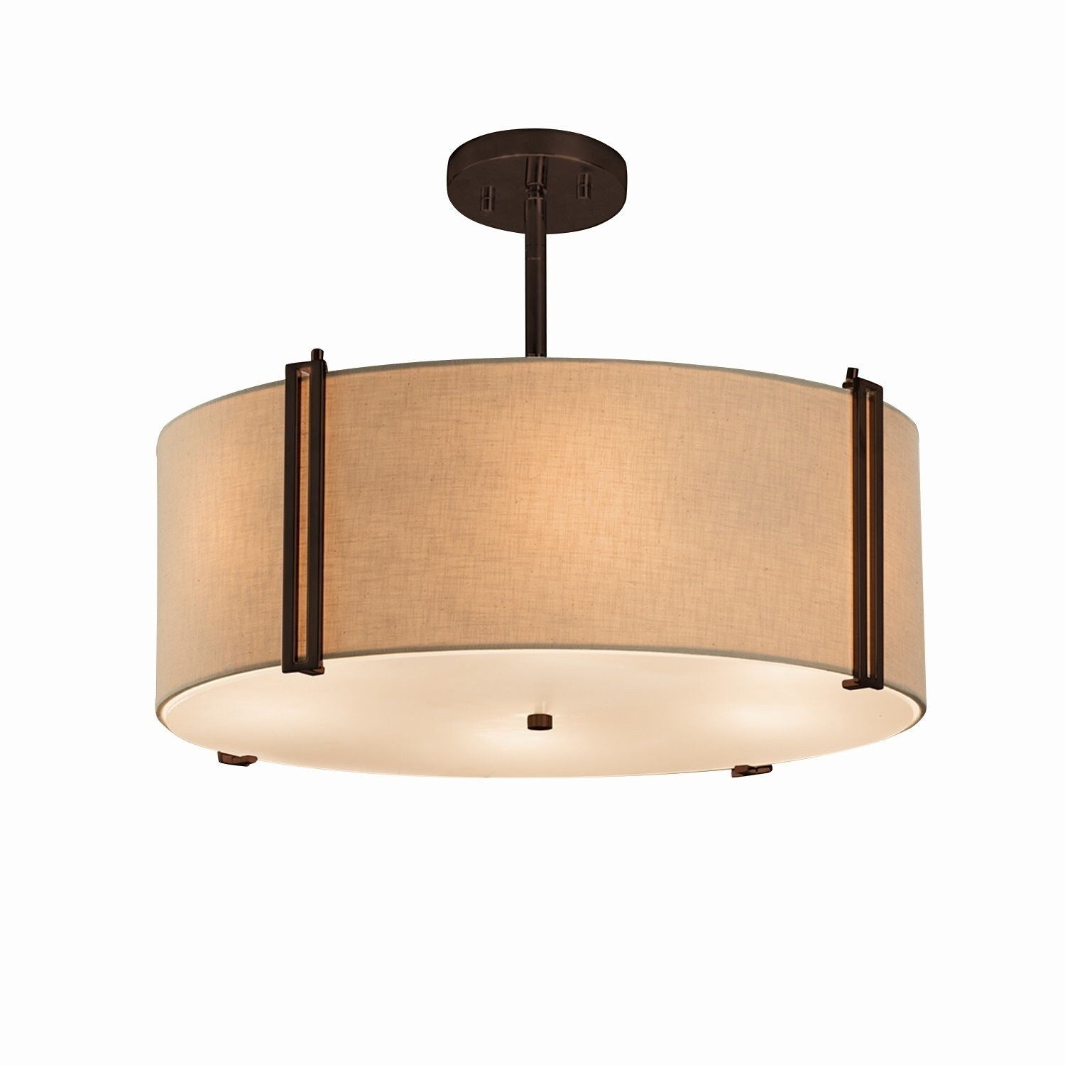 Justice Design Group Textile Reveal 3 Light Dark Bronze Pendant Cream Shade