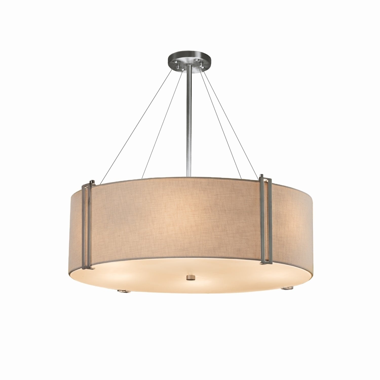 Justice Design Group Textile Reveal 36 Inch Brushed Nickel Pendant Cream Shade