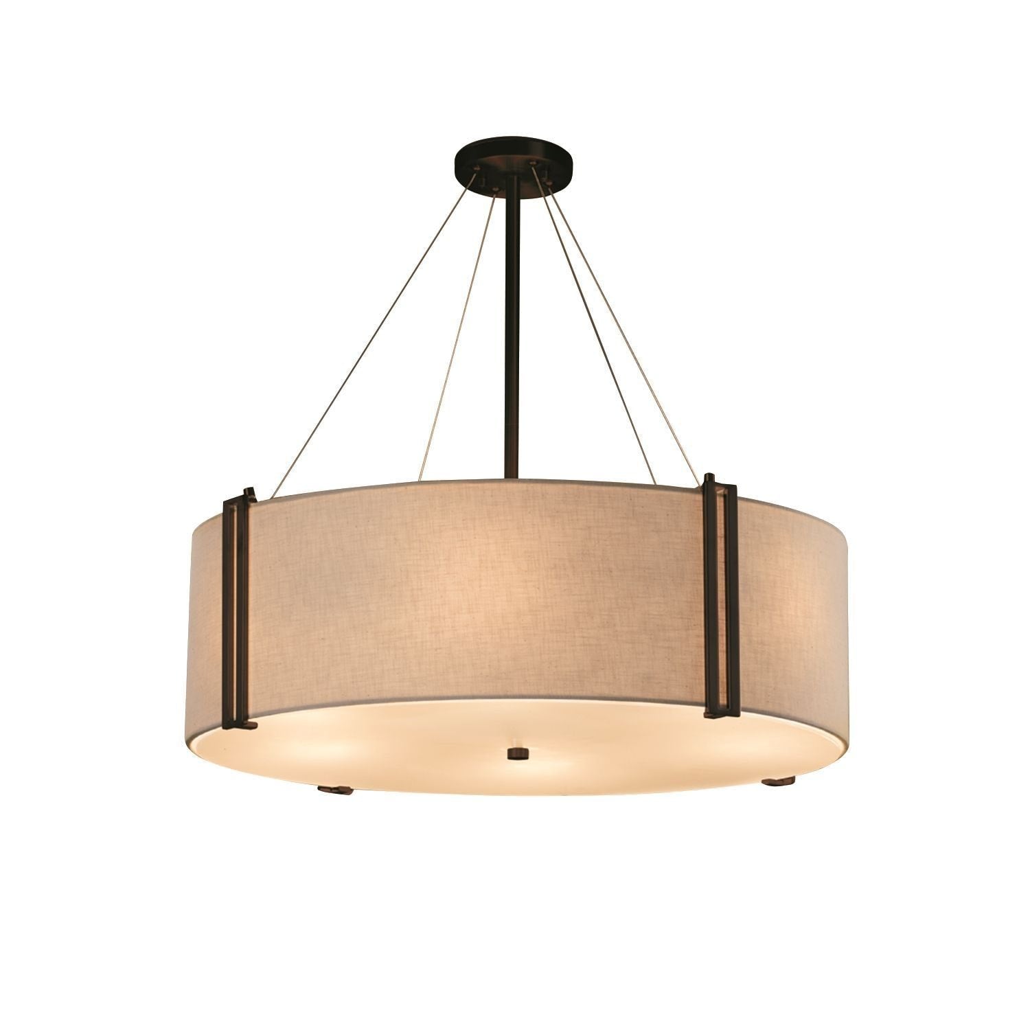 Justice Design Group Textile Reveal 36 Inch Dark Bronze Pendant Cream Shade