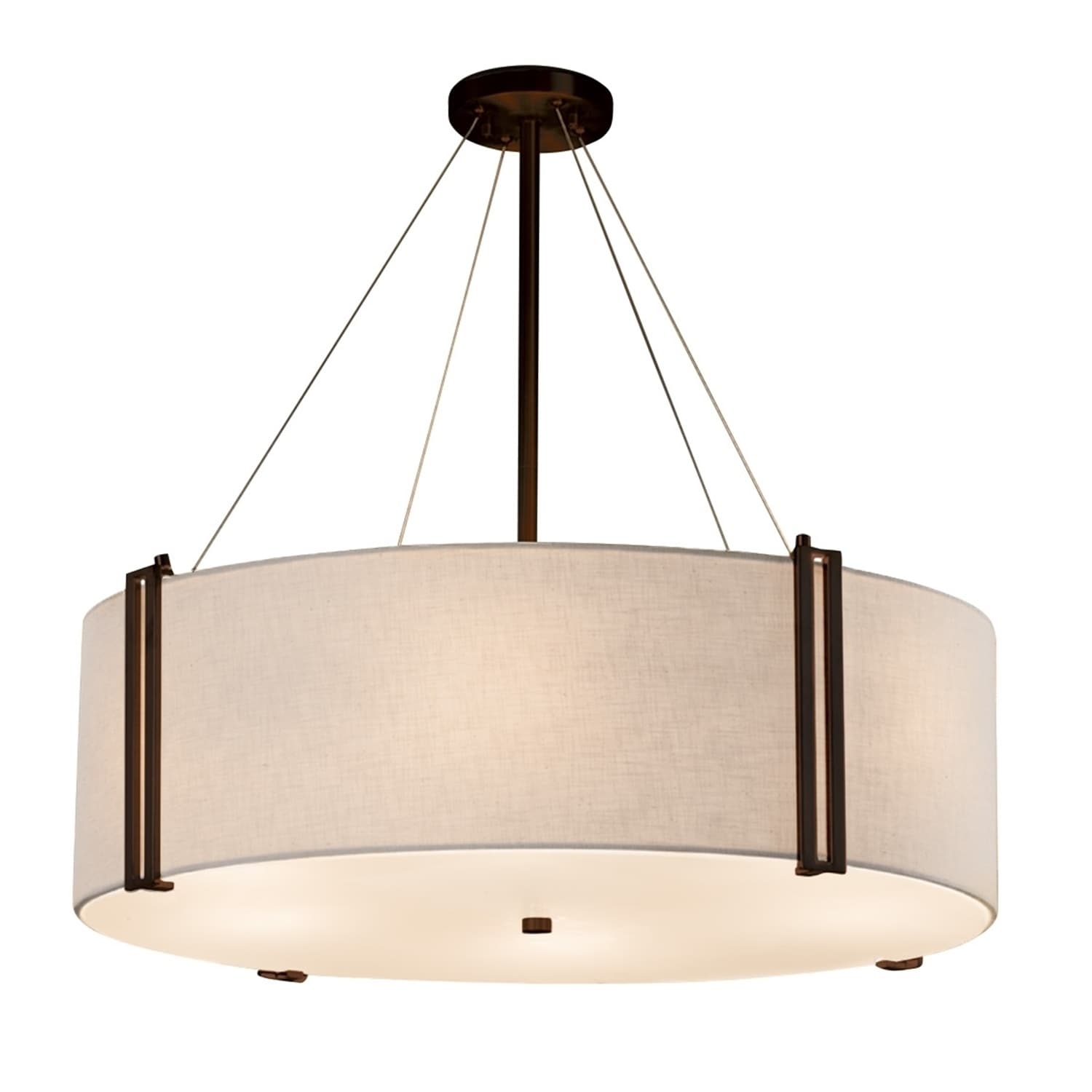 Justice Design Group Textile Reveal 36 Inch Dark Bronze Drum Pendant White Shade