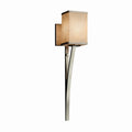 Justice Design Group Textile Sabre 1 Light Brushed Nickel Wall Sconce Cream Square Flat Rim Shade