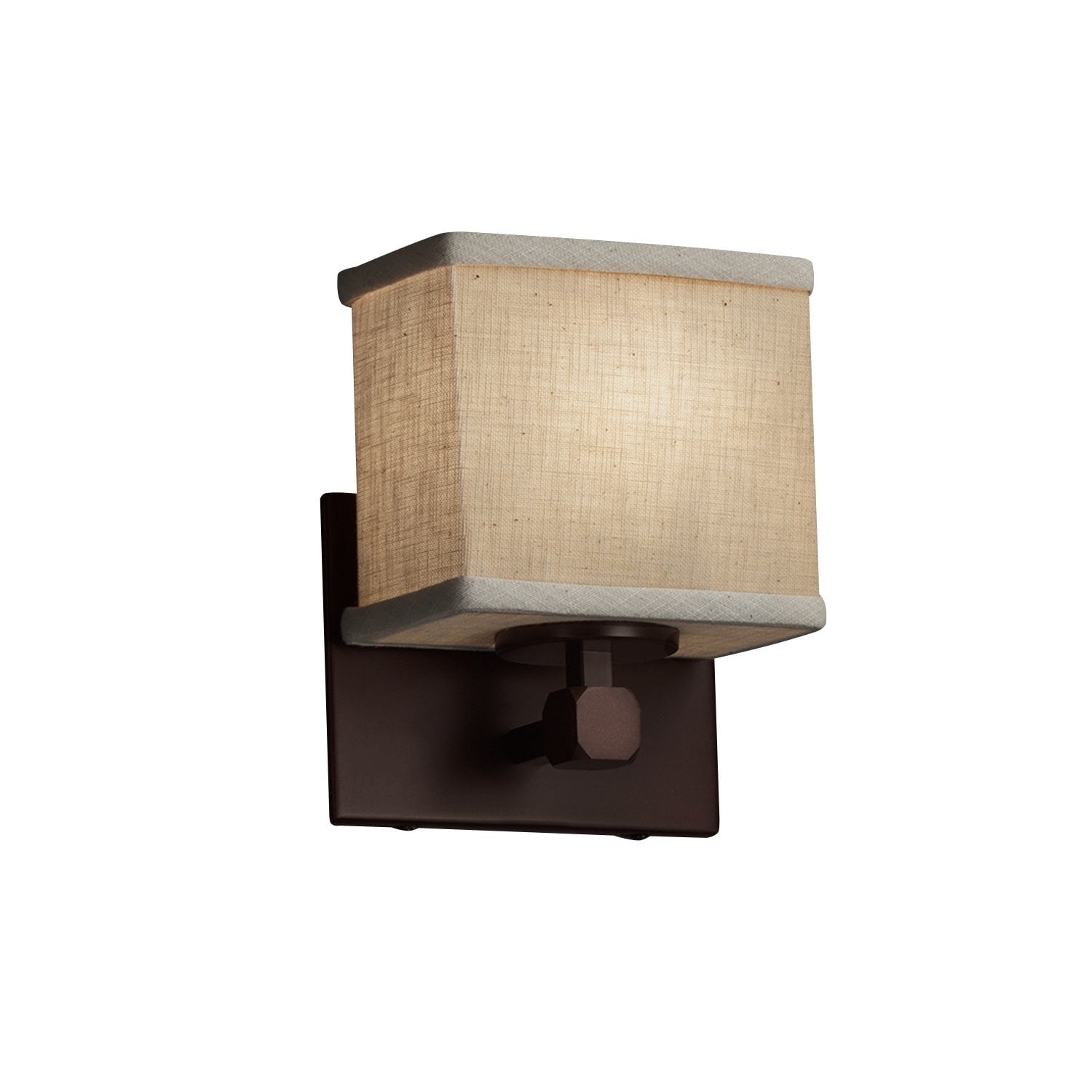 Justice Design Group Textile Tetra 1 Light Dark Bronze Ada Wall Sconce Cream Rectangle Shade