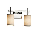 Justice Design Group Textile Union 2 Light Polished Chrome Bath Bar Cream Cylinder Flat Rim Shade