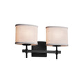 Justice Design Group Textile Union 2 Light Matte Black Bath Bar White Oval Shade