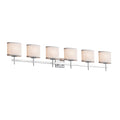 Justice Design Group Textile Union 6 Light Polished Chrome Bath Bar White Oval Shade