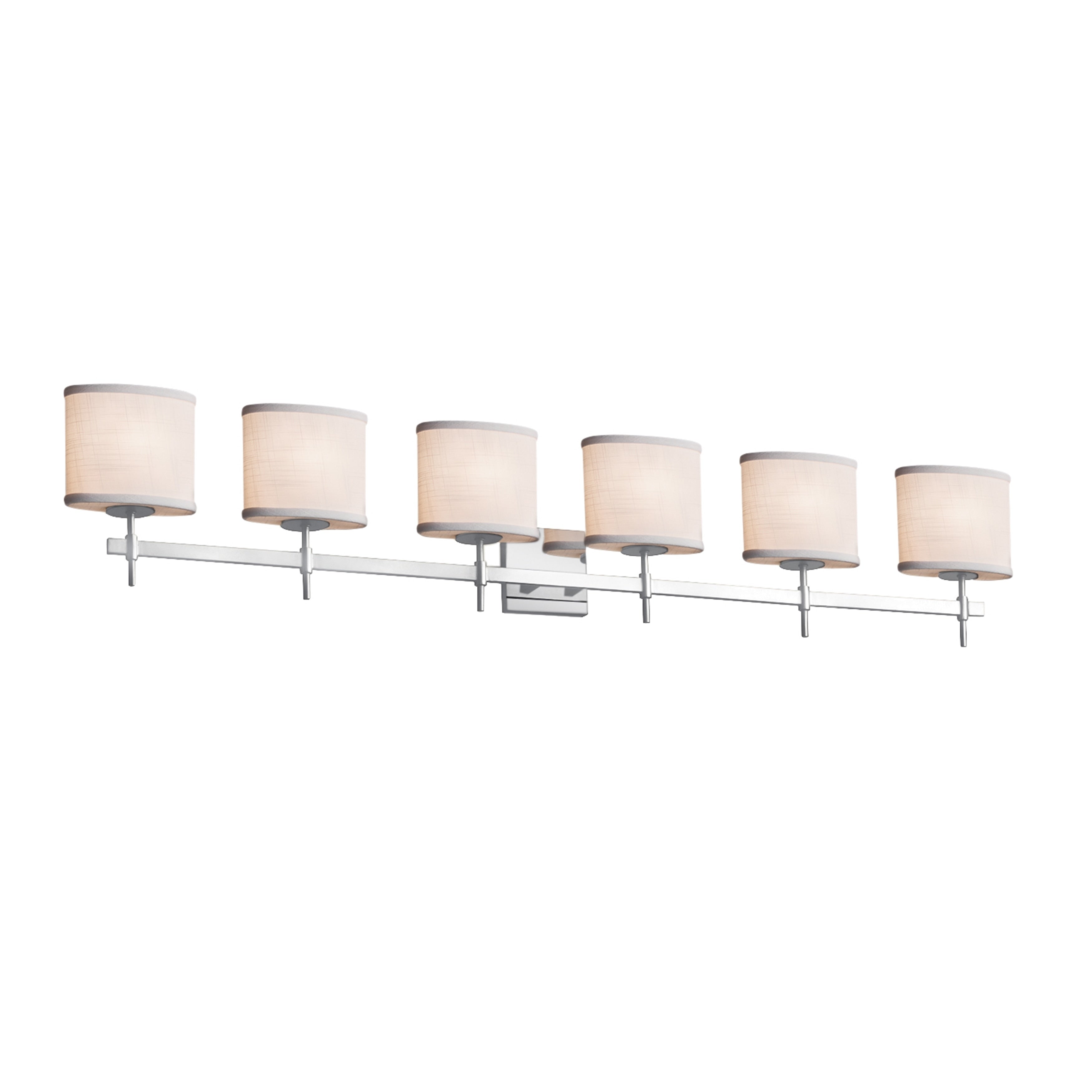 Justice Design Group Textile Union 6 Light Polished Chrome Bath Bar White Oval Shade