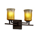 Justice Design Group Veneto Luce Aero 2 Light Dark Bronze Bath Bar Gold With Clear Rim Cylinder Rippled Rim Shade