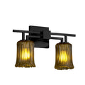 Justice Design Group Veneto Luce Aero 2 Light Matte Black Bath Bar Amber Cylinder Rippled Rim Shade