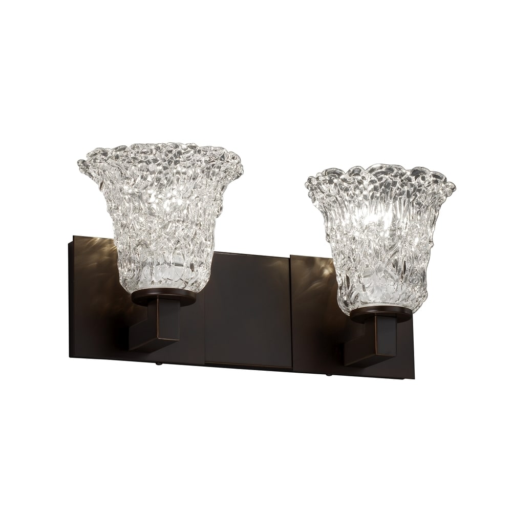 Justice Design Group Veneto Luce Modular 2 Light Dark Bronze Bath Bar Lace Round Flared Shade