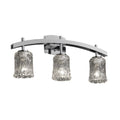 Justice Design Group Veneto Luce Archway 3 Light Polished Chrome Bath Bar Clear Textured Cylinder Rippled Rim Shade