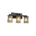 Justice Design Group Veneto Luce Dakota 3 Light Dark Bronze Bath Bar Clear Textured Cylinder Rippled Rim Shade