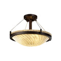 Justice Design Group Veneto Luce Ring 3 Light Dark Bronze Round Bowl Semi Flush Whitewash Shade
