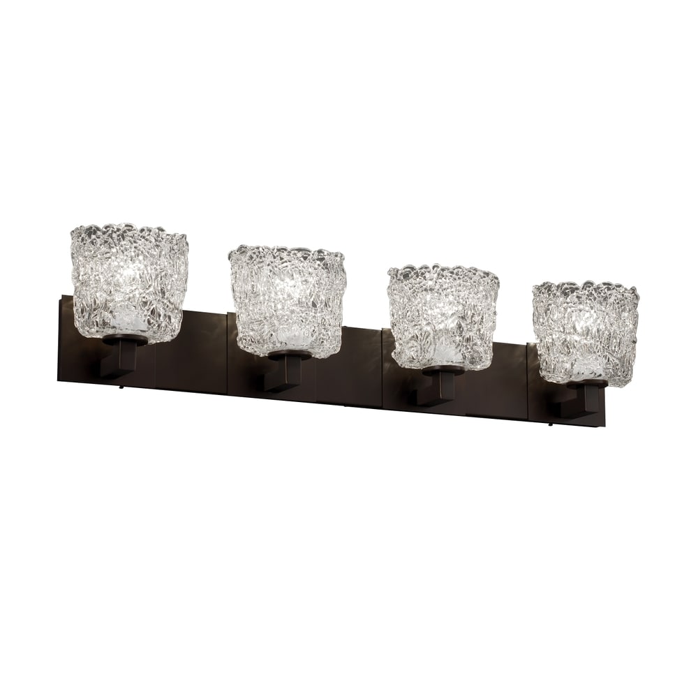 Justice Design Group Veneto Luce Modular 4 Light Dark Bronze Bath Bar Lace Oval Shade