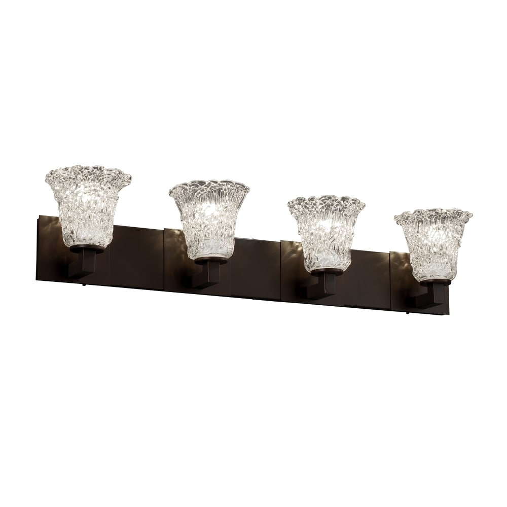 Justice Design Group Veneto Luce Modular 4 Light Dark Bronze Bath Bar Lace Round Flared Shade