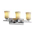 Justice Design Group Veneto Luce Aero 3 Light Polished Chrome Bath Bar Whitewash Cylinder Rippled Rim Shade