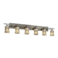 Justice Design Group Veneto Luce Aero 6 Light Brushed Nickel Bath Bar Clear Textured Cylinder Rippled Rim Shade