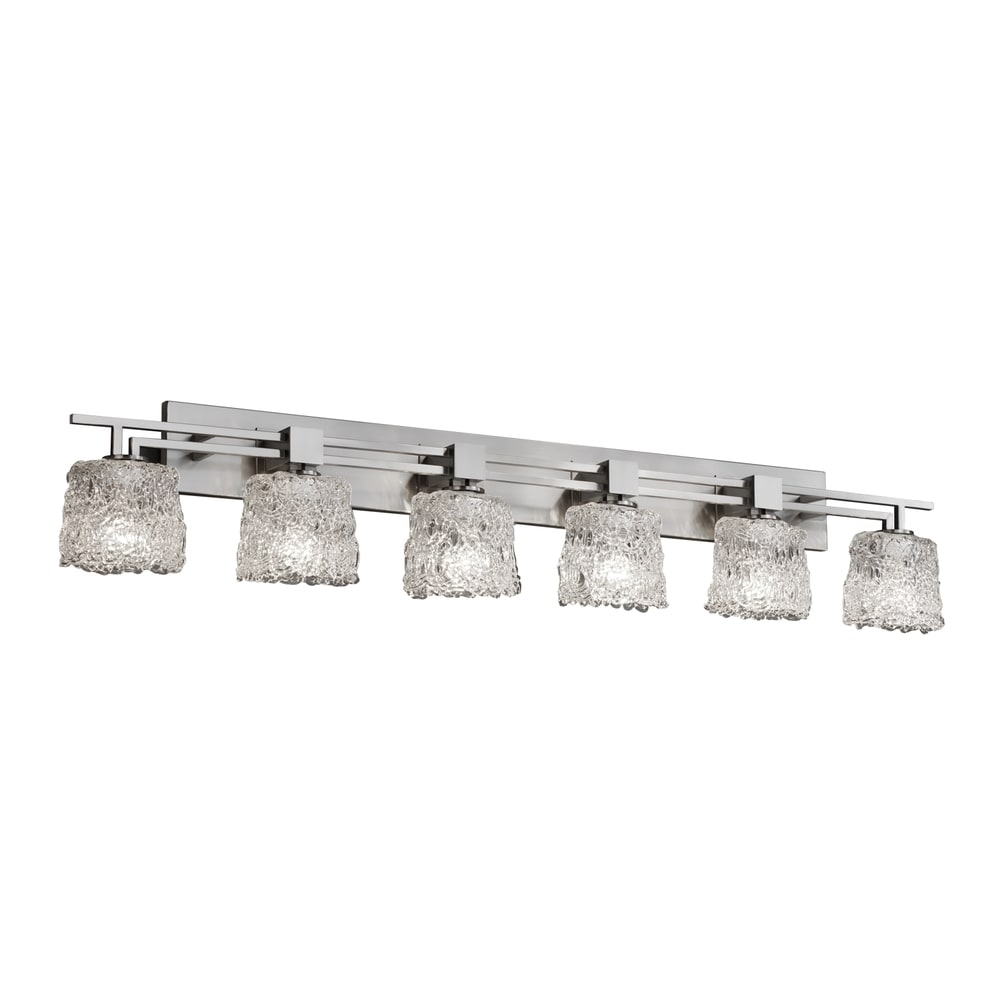 Justice Design Group Veneto Luce Aero 6 Light Brushed Nickel Bath Bar Lace Oval Shade