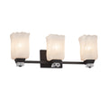 Justice Design Group Veneto Luce Ardent 3 Light Matte Black Bath Bar Whitewash Square W Rippled Rim Shade