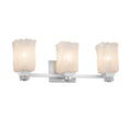 Justice Design Group Veneto Luce Ardent 3 Light Polished Chrome Bath Bar Whitewash Square W Rippled Rim Shade