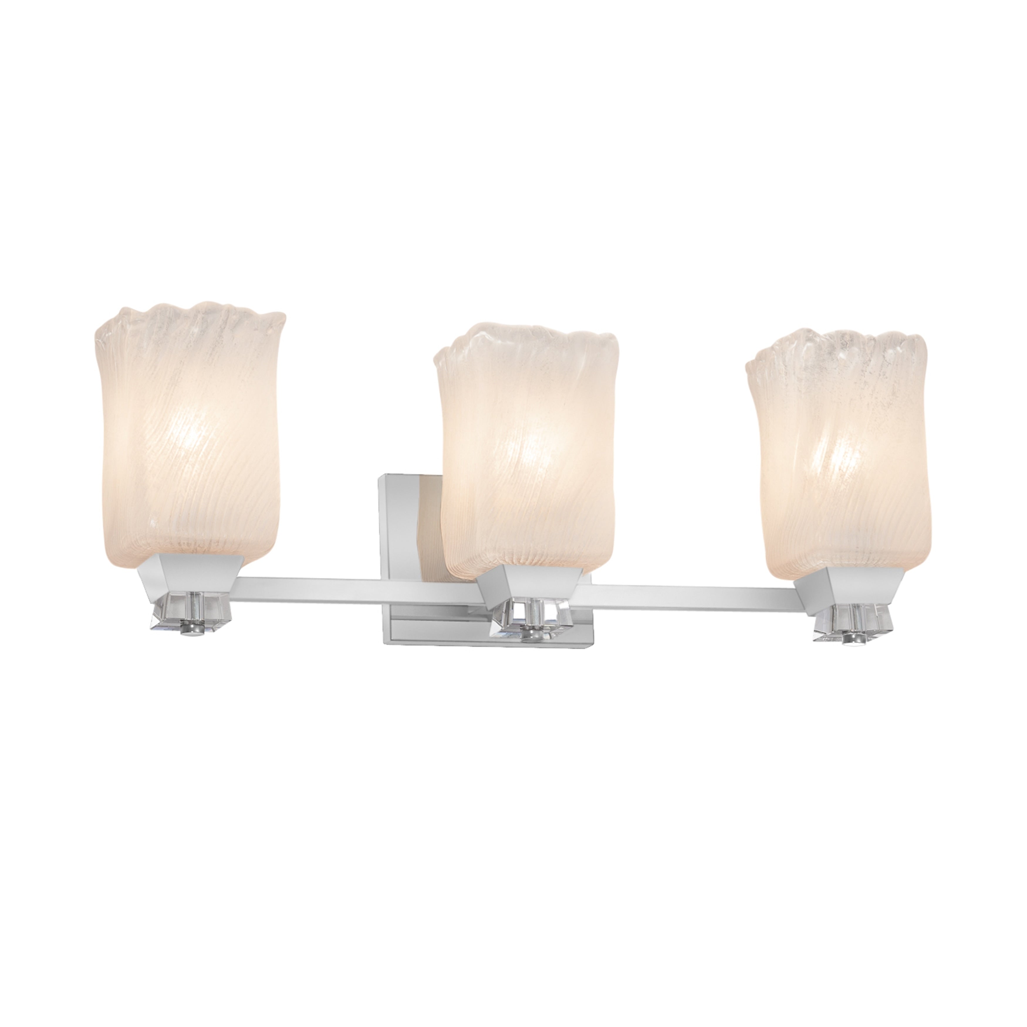 Justice Design Group Veneto Luce Ardent 3 Light Polished Chrome Bath Bar Whitewash Square W Rippled Rim Shade