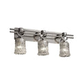 Justice Design Group Veneto Luce Argyle 3 Light Brushed Nickel Bath Bar Clear Textured Cylinder Rippled Rim Shade