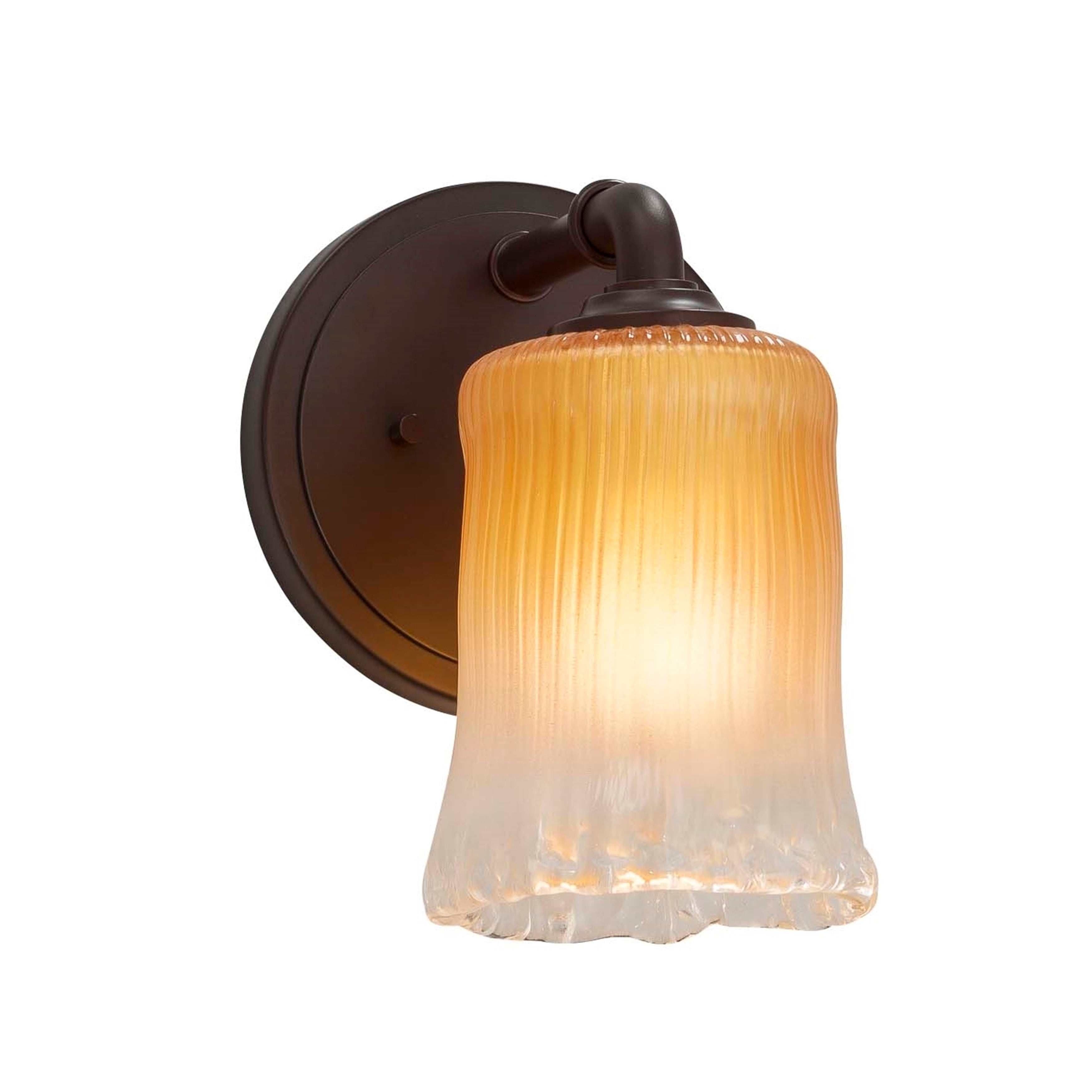 Justice Design Group Veneto Luce Bronx 1 Light Dark Bronze Wall Sconce Gold With Clear Rim Cylinder W Rippled Rim Shade