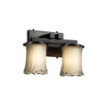 Justice Design Group Veneto Luce Dakota 2 Light Matte Black Bath Bar White Frosted Cylinder Rippled Rim Shade