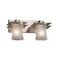 Justice Design Group Veneto Luce Metropolis 2 Light Brushed Nickel Bath Bar White Frosted Cylinder Rippled Rim Shade