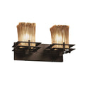 Justice Design Group Veneto Luce Metropolis 2 Light Dark Bronze Bath Bar Amber Square Rippled Rim Shade