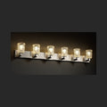 Justice Design Group Veneto Luce Modular 6 Light Brushed Nickel Bath Bar Clear Textured Cylinder Rippled Rim Shade