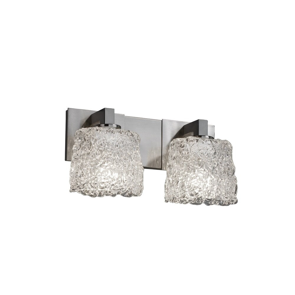 Justice Design Group Veneto Luce Modular 2 Light Brushed Nickel Bath Bar Lace Oval Shade