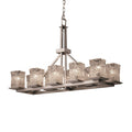 Justice Design Group Veneto Luce Montana 10 Light Brushed Nickel Chandelier Clear Textured Square Rippled Rim Shade