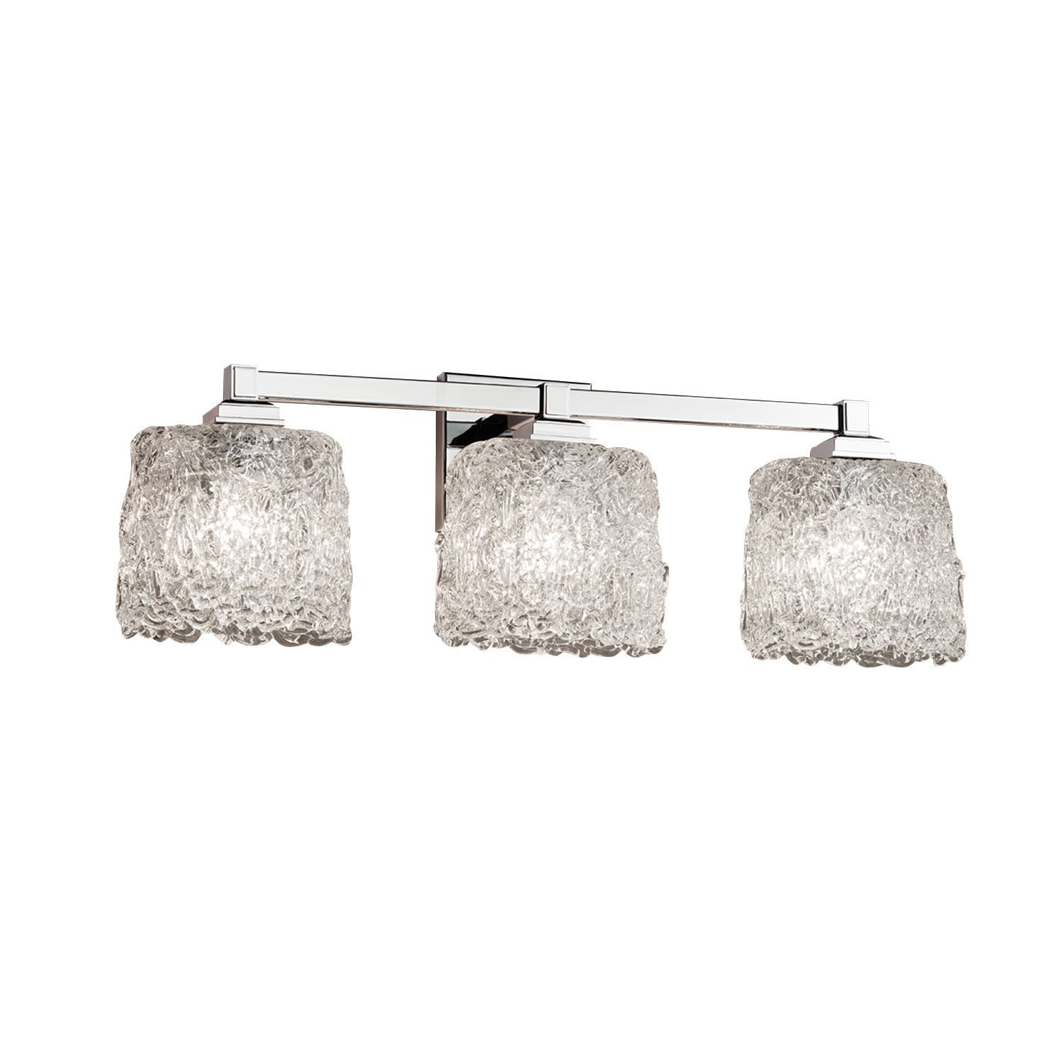 Justice Design Group Veneto Luce Regency 3 Light Polished Chrome Bath Bar Lace Oval Shade