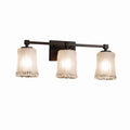 Justice Design Group Veneto Luce Tetra 3 Light Dark Bronze Bath Bar White Frosted Cylinder Rippled Rim Shade