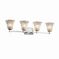 Justice Design Group Veneto Luce Tetra 4 Light Polished Chrome Bath Bar Lace Round Flared Shade