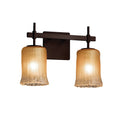 Justice Design Group Veneto Luce Union 2 Light Dark Bronze Bath Bar Gold With Clear Rim Cylinder Rippled Rim Shade