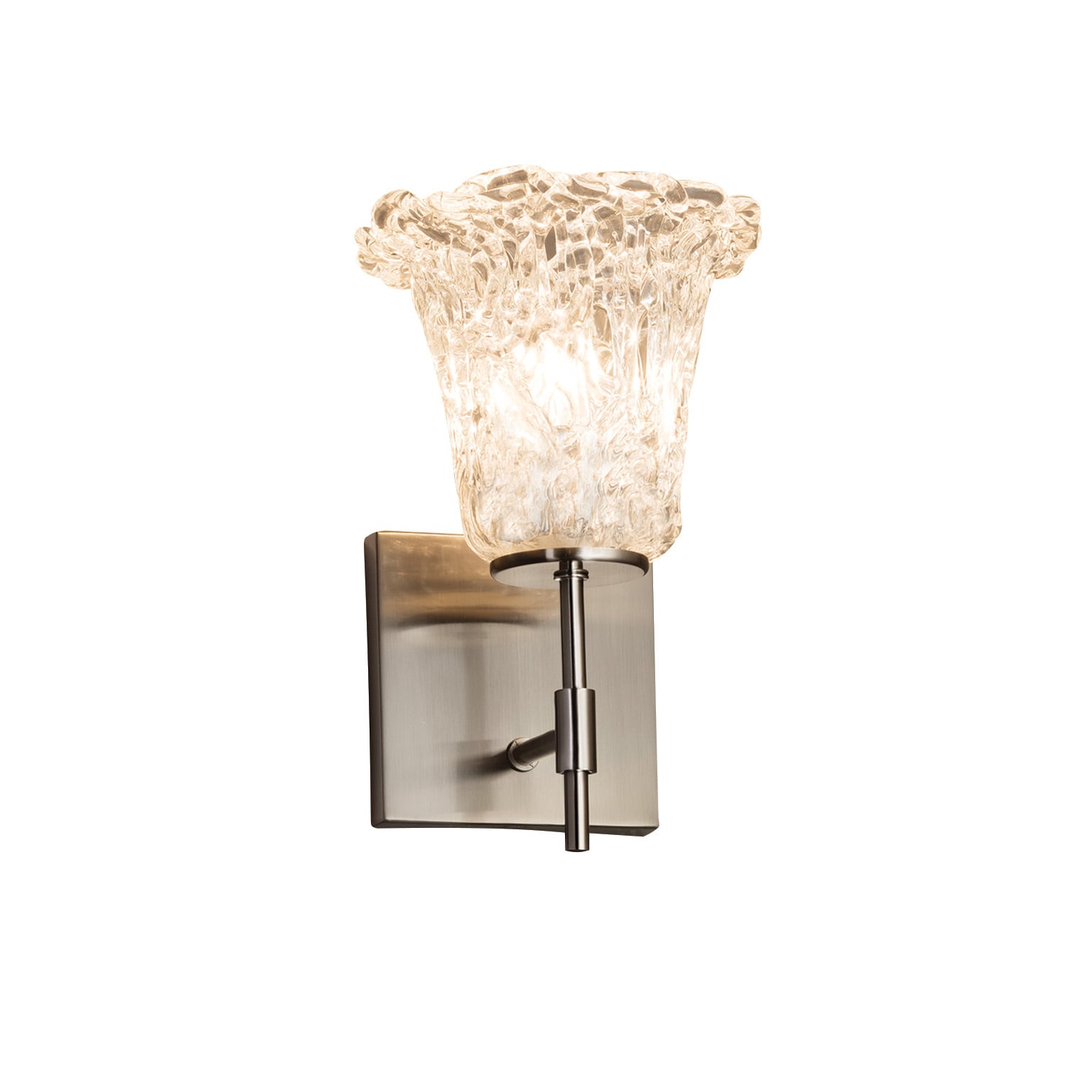 Justice Design Group Veneto Luce Union 1 Light Brushed Nickel Wall Sconce Lace Round Flared Shade