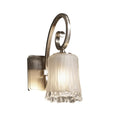 Justice Design Group Veneto Luce Victoria 1 Light Brushed Nickel Wall Sconce White Frosted Cylinder Rippled Rim Shade